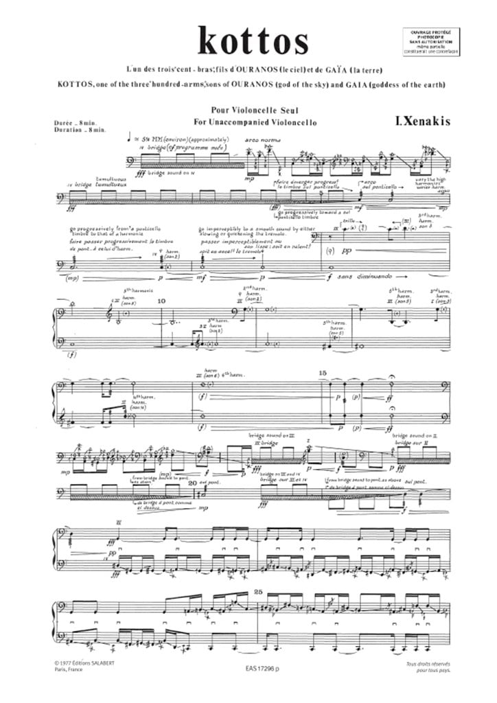 Kottos Pour Violoncelle Seul